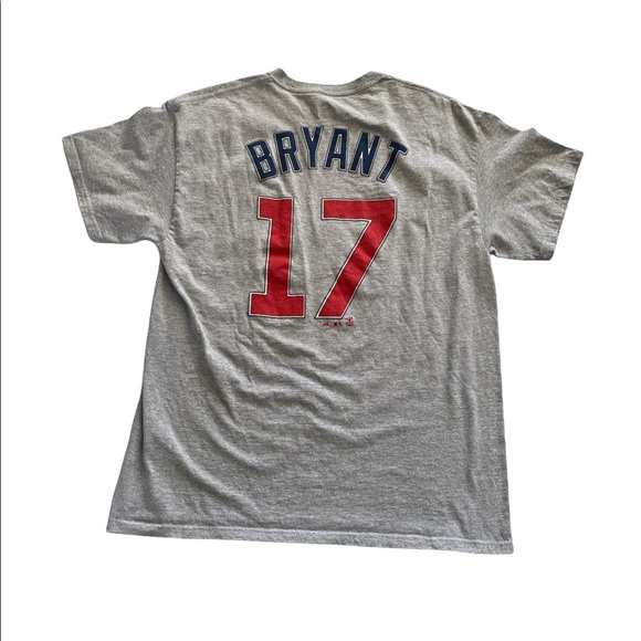 Majestic Chicago Cubs Grey #17 Bryant Graphic Unisex T-shirt Sz L - Picture 2 of 10